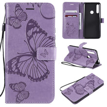 Load image into Gallery viewer, Pressed Printing Butterfly Pattern Horizontal Flip PU Leather Case with Holder &amp; Card Slots &amp; Wallet &amp; Lanyard