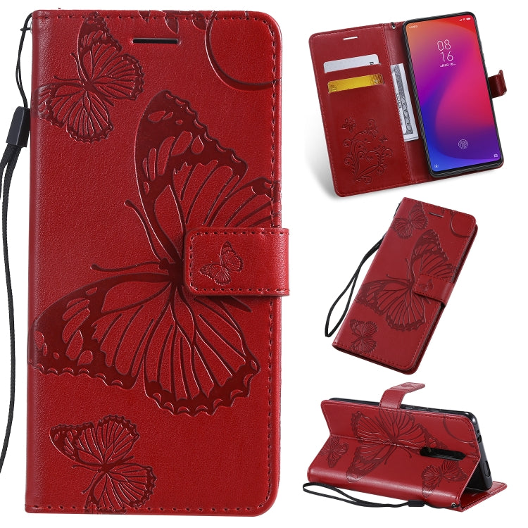 Pressed Printing Butterfly Pattern Horizontal Flip PU Leather Case with Holder & Card Slots & Wallet & Lanyard