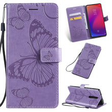 Load image into Gallery viewer, Pressed Printing Butterfly Pattern Horizontal Flip PU Leather Case with Holder &amp; Card Slots &amp; Wallet &amp; Lanyard