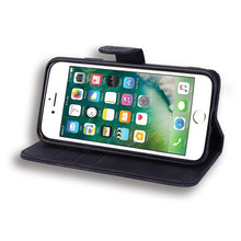 Load image into Gallery viewer, Calf Pattern Double Folding Design Embossed Leather Case with Wallet &amp; Holder &amp; Card Slots, For iPhone SE 2020 &amp; 8 &amp; 7, for iPhone XS / X, for iPhone 11 (6.1 inch), for iPhone 11 Pro (5.8 inch), for iPhone 11 Pro Max (6.5 inch)