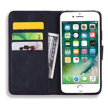 Load image into Gallery viewer, Calf Pattern Double Folding Design Embossed Leather Case with Wallet &amp; Holder &amp; Card Slots, For iPhone SE 2020 &amp; 8 &amp; 7, for iPhone XS / X, for iPhone 11 (6.1 inch), for iPhone 11 Pro (5.8 inch), for iPhone 11 Pro Max (6.5 inch)