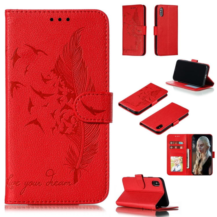 Feather Pattern Litchi Texture Horizontal Flip Leather Case with Wallet & Holder & Card Slots, For iPhone SE 2022 / SE 2020 / 8 / 7, For iPhone 7 Plus / 8 Plus, For iPhone 11 Pro, For iPhone 11, For iPhone 11 Pro Max, For iPhone XS /X, For iPhone XR   ...