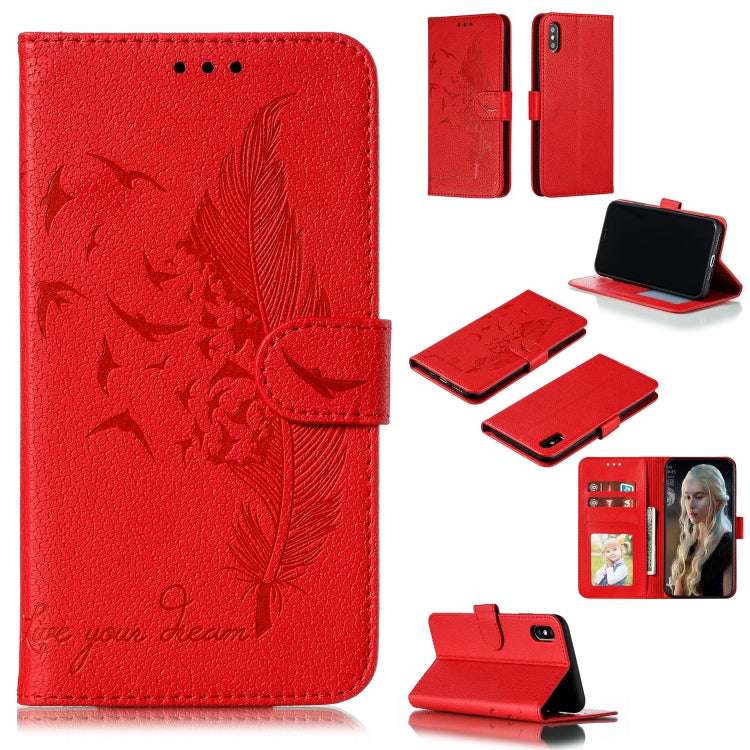 Feather Pattern Litchi Texture Horizontal Flip Leather Case with Wallet & Holder & Card Slots, For iPhone SE 2022 / SE 2020 / 8 / 7, For iPhone 7 Plus / 8 Plus, For iPhone 11 Pro, For iPhone 11, For iPhone 11 Pro Max, For iPhone XS /X, For iPhone XR   ...