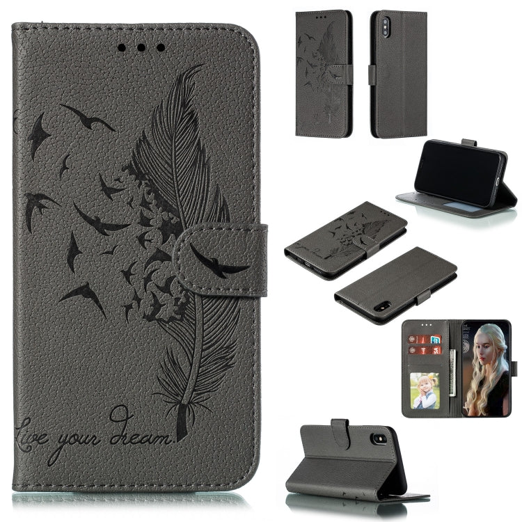 Feather Pattern Litchi Texture Horizontal Flip Leather Case with Wallet & Holder & Card Slots, For iPhone SE 2022 / SE 2020 / 8 / 7, For iPhone 7 Plus / 8 Plus, For iPhone 11 Pro, For iPhone 11, For iPhone 11 Pro Max, For iPhone XS /X, For iPhone XR   ...