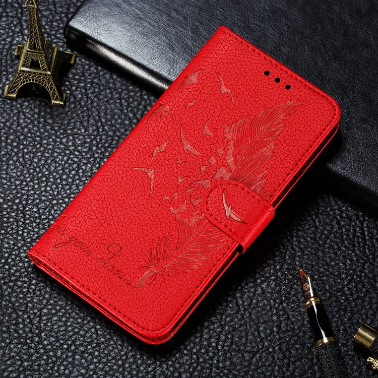 Feather Pattern Litchi Texture Horizontal Flip Leather Case with Wallet & Holder & Card Slots