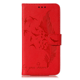 Feather Pattern Litchi Texture Horizontal Flip Leather Case with Wallet & Holder & Card Slots