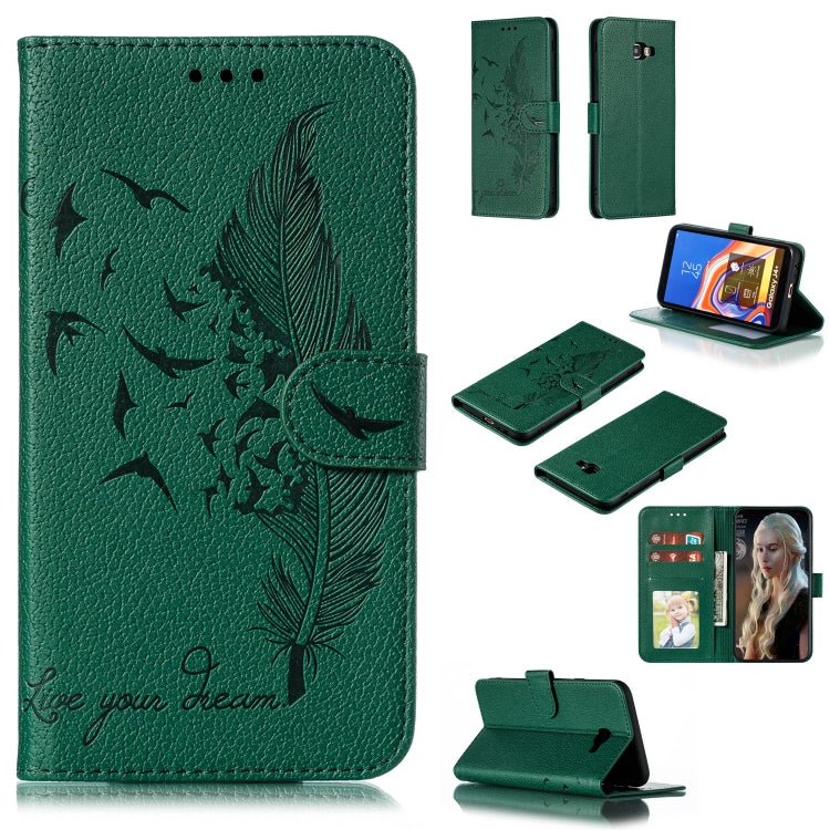 Feather Pattern Litchi Texture Horizontal Flip Leather Case with Wallet & Holder & Card Slots