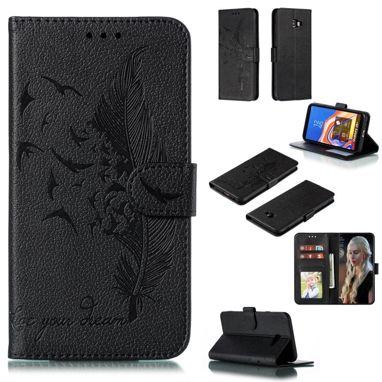 Feather Pattern Litchi Texture Horizontal Flip Leather Case with Wallet & Holder & Card Slots