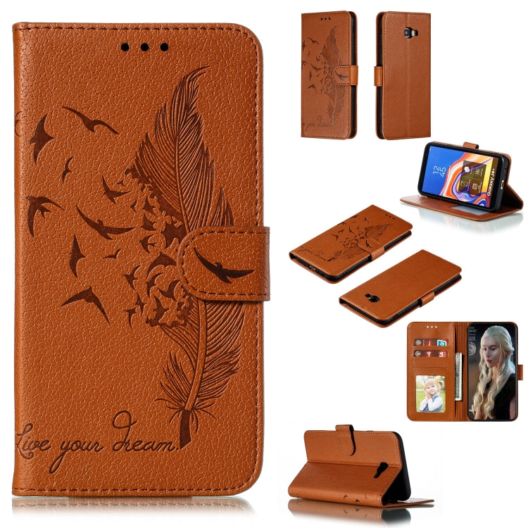 Feather Pattern Litchi Texture Horizontal Flip Leather Case with Wallet & Holder & Card Slots