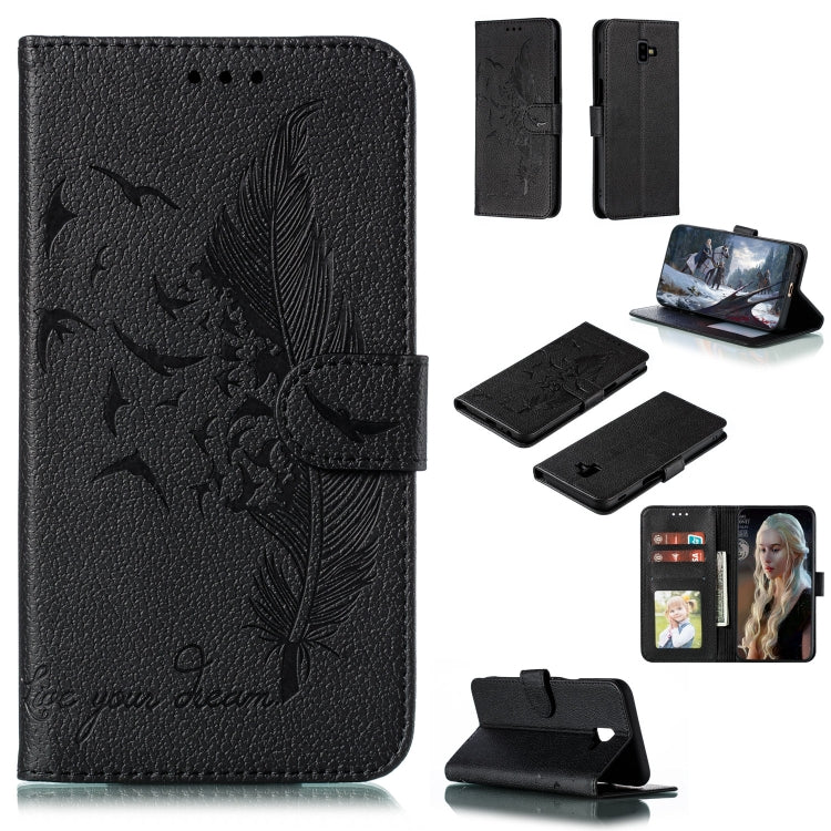 Feather Pattern Litchi Texture Horizontal Flip Leather Case with Wallet & Holder & Card Slots