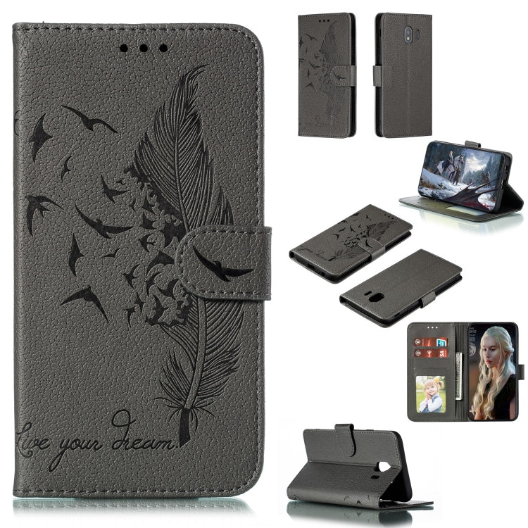 Feather Pattern Litchi Texture Horizontal Flip Leather Case with Wallet & Holder & Card Slots