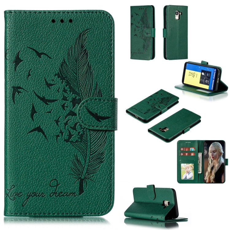Feather Pattern Litchi Texture Horizontal Flip Leather Case with Wallet & Holder & Card Slots