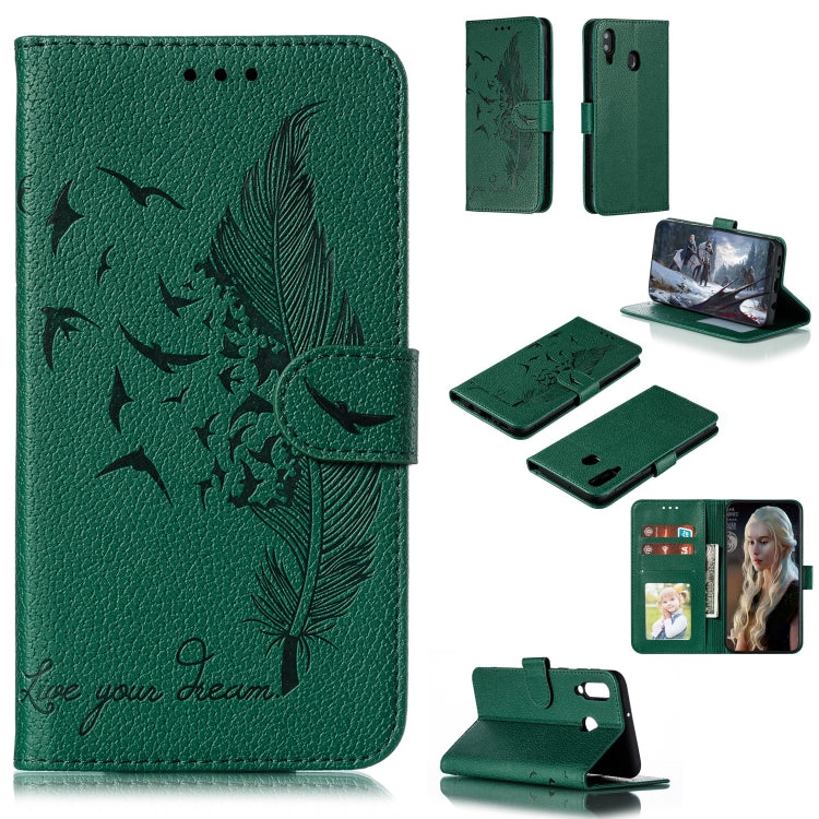 Feather Pattern Litchi Texture Horizontal Flip Leather Case with Wallet & Holder & Card Slots