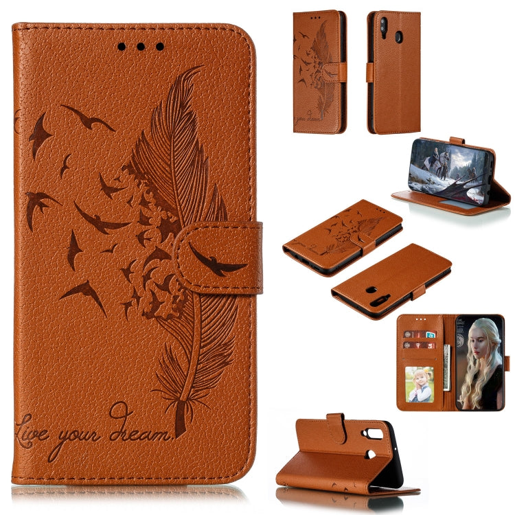 Feather Pattern Litchi Texture Horizontal Flip Leather Case with Wallet & Holder & Card Slots
