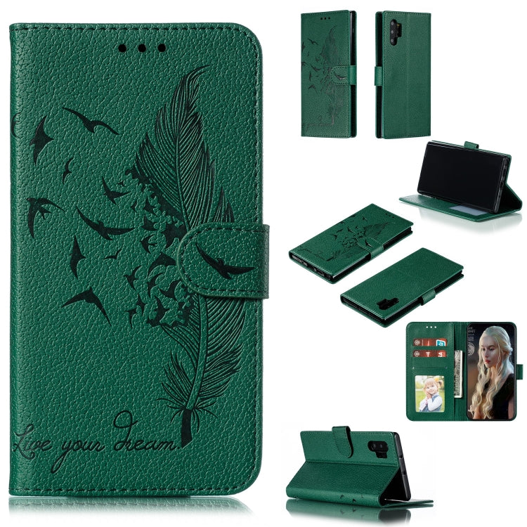 Feather Pattern Litchi Texture Horizontal Flip Leather Case with Wallet & Holder & Card Slots, For Galaxy Note 10 +, For Galaxy S9, For Galaxy S9+, For Galaxy S10, For Galaxy S10 5G, For Galaxy S10e, For Galaxy S10+