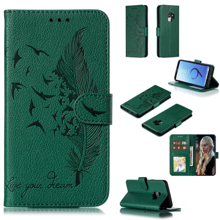 Feather Pattern Litchi Texture Horizontal Flip Leather Case with Wallet & Holder & Card Slots, For Galaxy Note 10 +, For Galaxy S9, For Galaxy S9+, For Galaxy S10, For Galaxy S10 5G, For Galaxy S10e, For Galaxy S10+