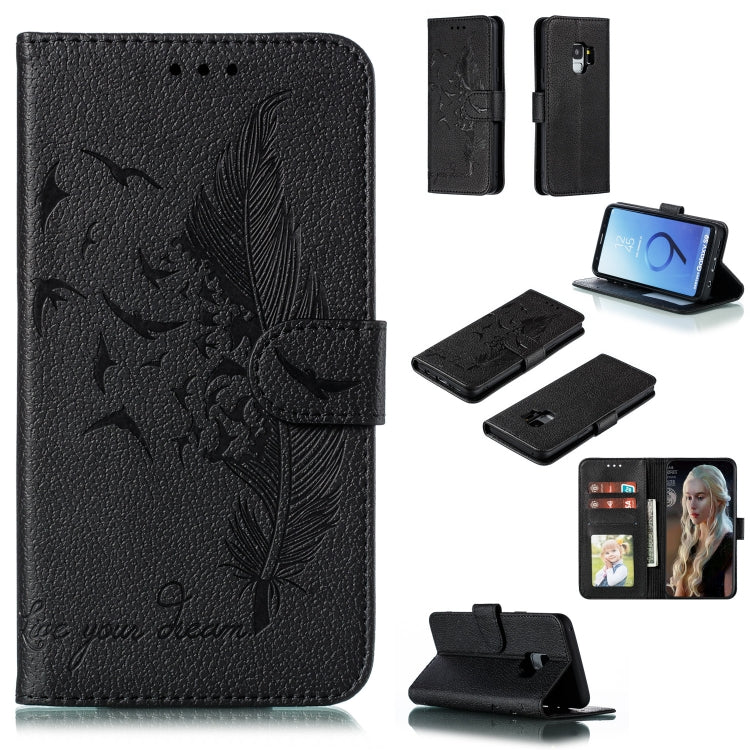 Feather Pattern Litchi Texture Horizontal Flip Leather Case with Wallet & Holder & Card Slots, For Galaxy Note 10 +, For Galaxy S9, For Galaxy S9+, For Galaxy S10, For Galaxy S10 5G, For Galaxy S10e, For Galaxy S10+