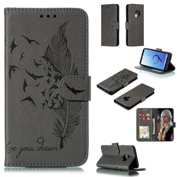 Feather Pattern Litchi Texture Horizontal Flip Leather Case with Wallet & Holder & Card Slots, For Galaxy Note 10 +, For Galaxy S9, For Galaxy S9+, For Galaxy S10, For Galaxy S10 5G, For Galaxy S10e, For Galaxy S10+