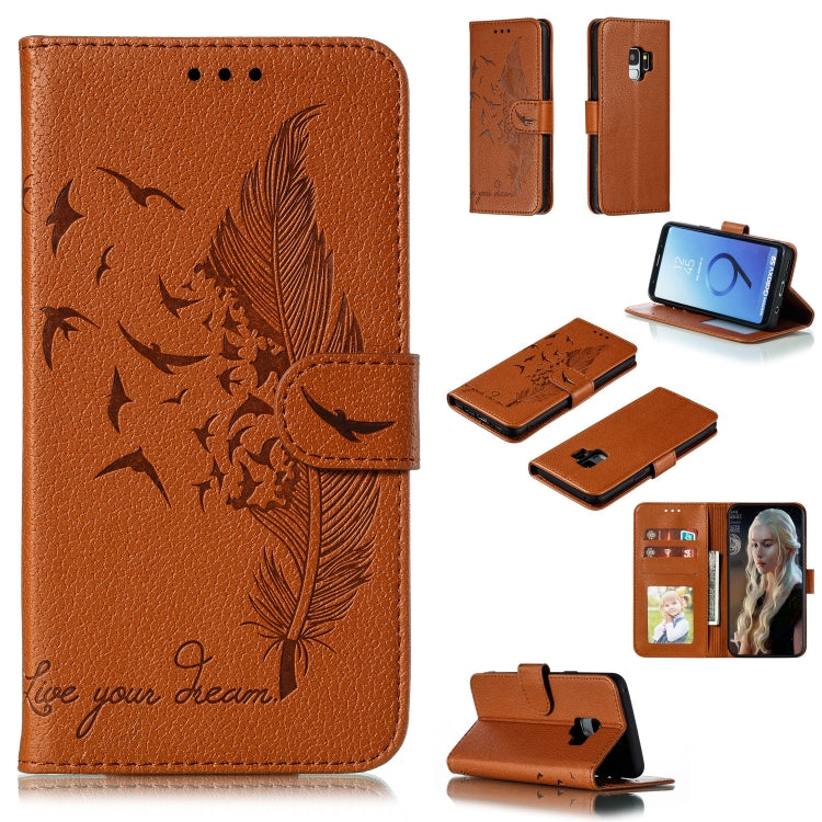 Feather Pattern Litchi Texture Horizontal Flip Leather Case with Wallet & Holder & Card Slots, For Galaxy Note 10 +, For Galaxy S9, For Galaxy S9+, For Galaxy S10, For Galaxy S10 5G, For Galaxy S10e, For Galaxy S10+