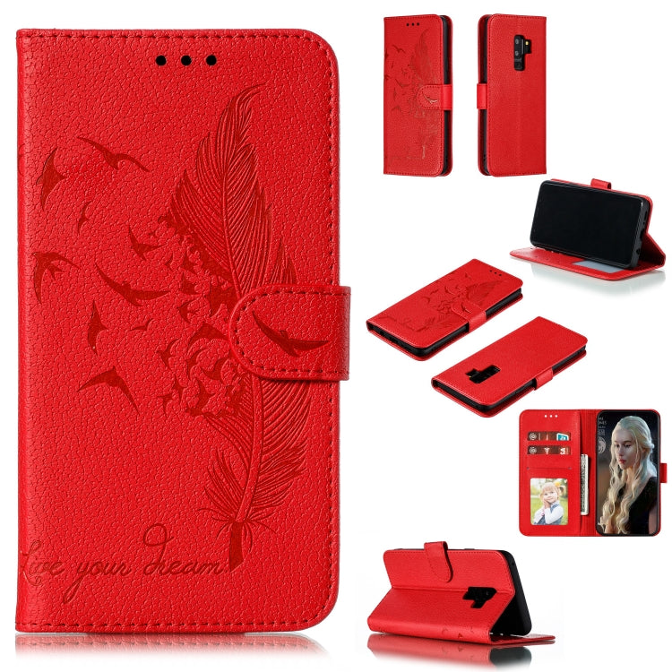 Feather Pattern Litchi Texture Horizontal Flip Leather Case with Wallet & Holder & Card Slots, For Galaxy Note 10 +, For Galaxy S9, For Galaxy S9+, For Galaxy S10, For Galaxy S10 5G, For Galaxy S10e, For Galaxy S10+
