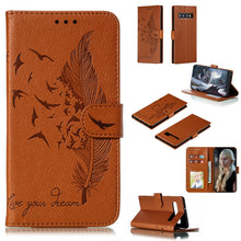 Load image into Gallery viewer, Feather Pattern Litchi Texture Horizontal Flip Leather Case with Wallet &amp; Holder &amp; Card Slots, For Galaxy Note 10 +, For Galaxy S9, For Galaxy S9+, For Galaxy S10, For Galaxy S10 5G, For Galaxy S10e, For Galaxy S10+