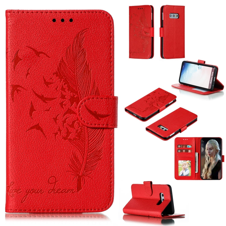 Feather Pattern Litchi Texture Horizontal Flip Leather Case with Wallet & Holder & Card Slots, For Galaxy Note 10 +, For Galaxy S9, For Galaxy S9+, For Galaxy S10, For Galaxy S10 5G, For Galaxy S10e, For Galaxy S10+