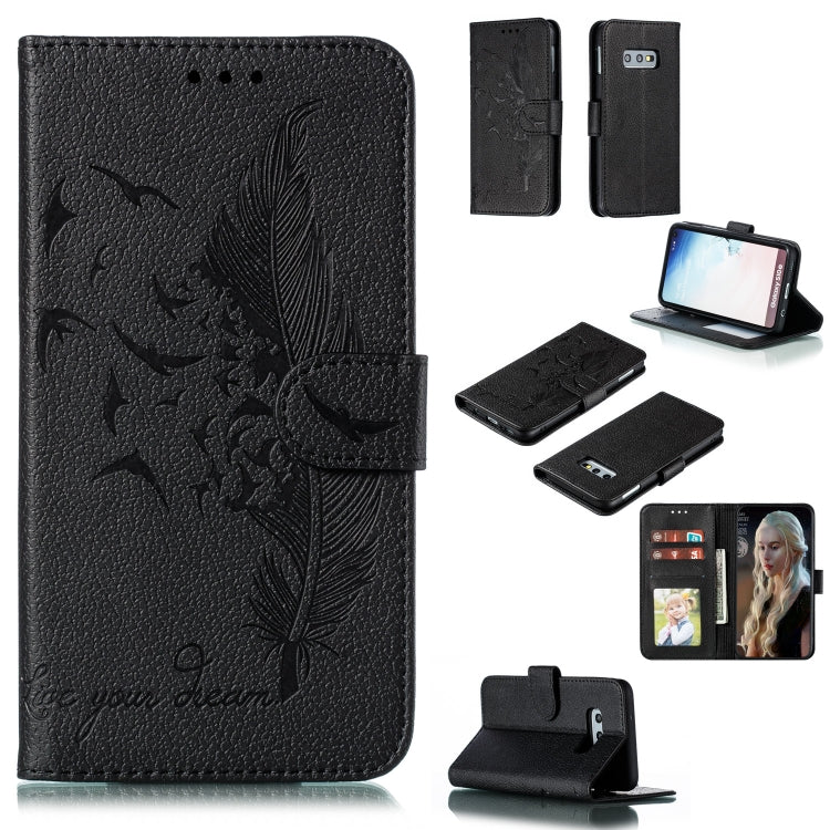Feather Pattern Litchi Texture Horizontal Flip Leather Case with Wallet & Holder & Card Slots, For Galaxy Note 10 +, For Galaxy S9, For Galaxy S9+, For Galaxy S10, For Galaxy S10 5G, For Galaxy S10e, For Galaxy S10+