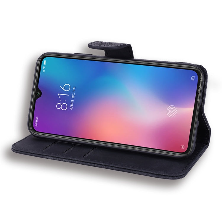 Calf Pattern Double Folding Design Embossed Leather Case with Wallet & Holder & Card Slots, for Xiaomi Mi 9
