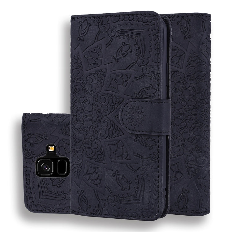 Calf Pattern Double Folding Design Embossed Leather Case with Wallet & Holder & Card Slots