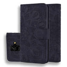 Load image into Gallery viewer, Calf Pattern Double Folding Design Embossed Leather Case with Wallet &amp; Holder &amp; Card Slots