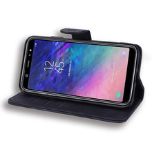 Load image into Gallery viewer, Calf Pattern Double Folding Design Embossed Leather Case with Wallet &amp; Holder &amp; Card Slots