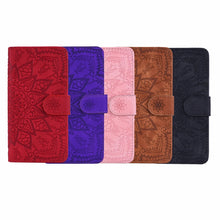 Load image into Gallery viewer, Calf Pattern Double Folding Design Embossed Leather Case with Wallet &amp; Holder &amp; Card Slots