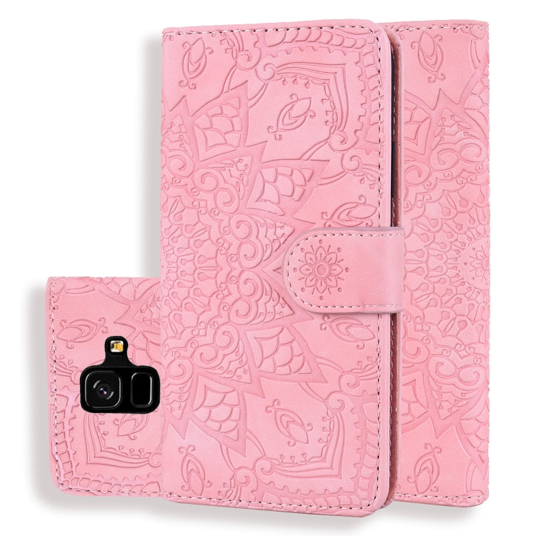 Calf Pattern Double Folding Design Embossed Leather Case with Wallet & Holder & Card Slots