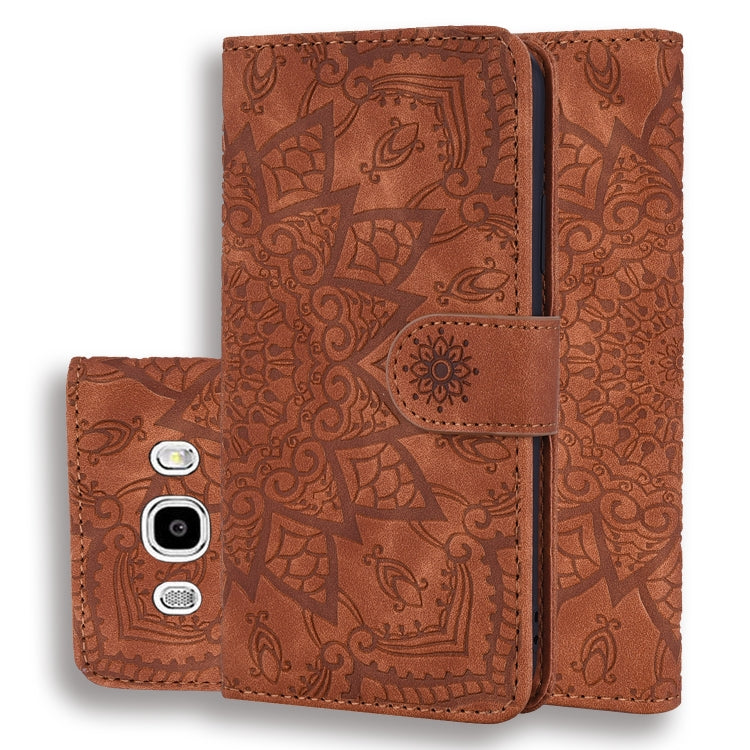 Calf Pattern Double Folding Design Embossed Leather Case with Wallet & Holder & Card Slots