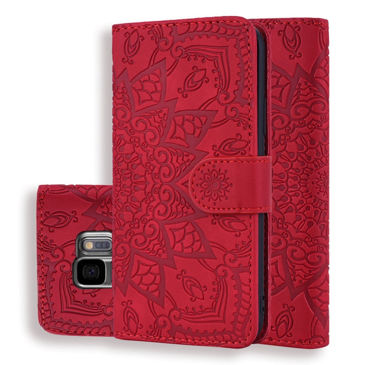 Calf Pattern Double Folding Design Embossed Leather Case with Wallet & Holder & Card Slots