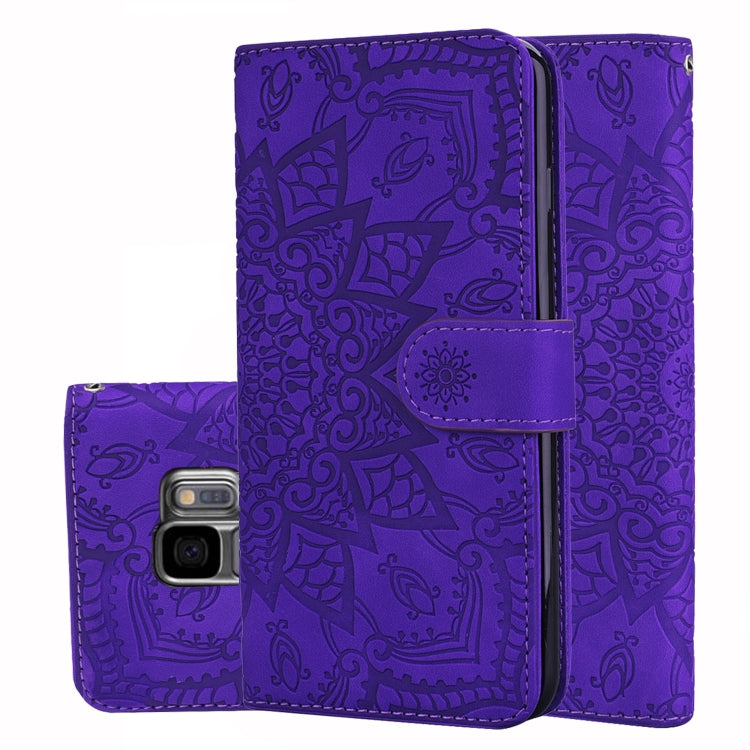 Calf Pattern Double Folding Design Embossed Leather Case with Wallet & Holder & Card Slots