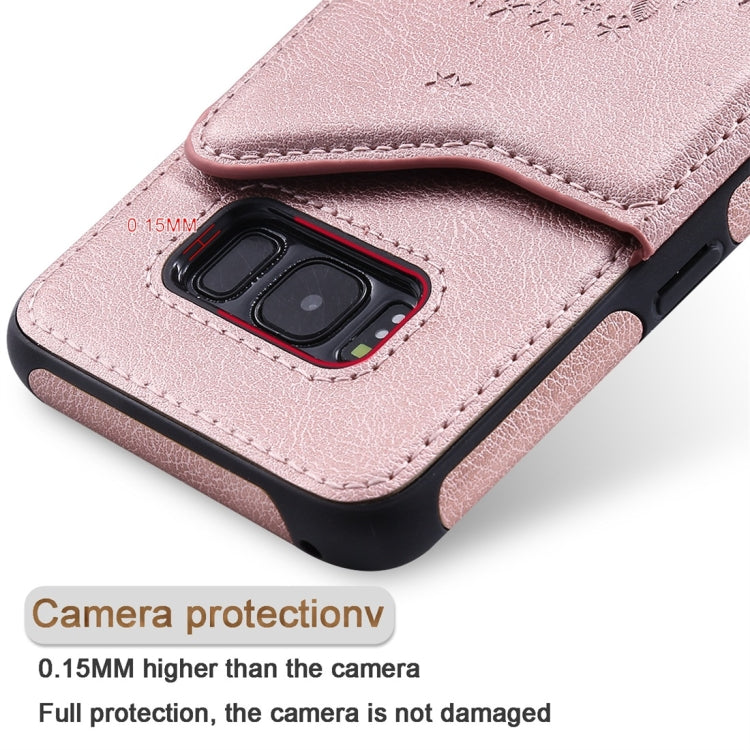 Cat Tree Embossing Pattern Shockproof Protective Case with Card Slots & Photo Frame