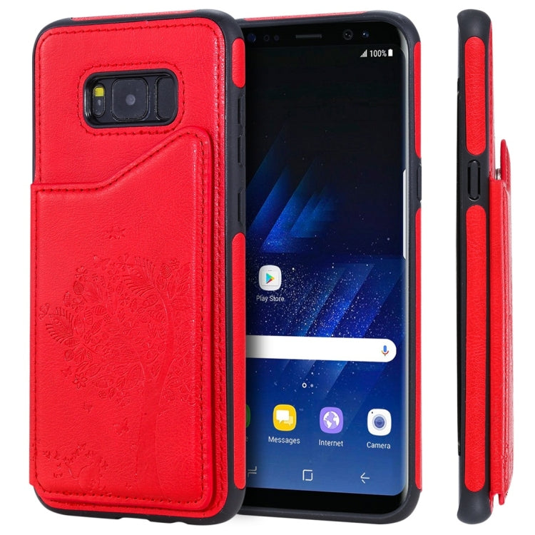 Cat Tree Embossing Pattern Shockproof Protective Case with Card Slots & Photo Frame