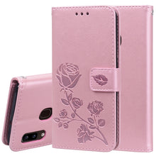 Load image into Gallery viewer, Pressed Printing Rose Pattern Horizontal Flip PU Leather Case with Holder &amp; Card Slots &amp; Wallet