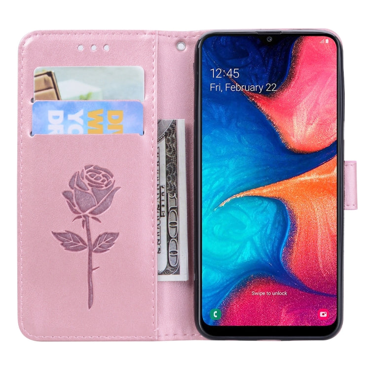 Pressed Printing Rose Pattern Horizontal Flip PU Leather Case with Holder & Card Slots & Wallet