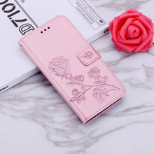 Load image into Gallery viewer, Pressed Printing Rose Pattern Horizontal Flip PU Leather Case with Holder &amp; Card Slots &amp; Wallet