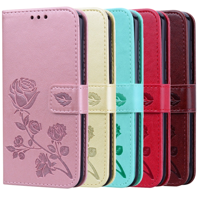 Pressed Printing Rose Pattern Horizontal Flip PU Leather Case with Holder & Card Slots & Wallet