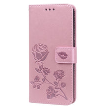 Load image into Gallery viewer, Pressed Printing Rose Pattern Horizontal Flip PU Leather Case with Holder &amp; Card Slots &amp; Wallet