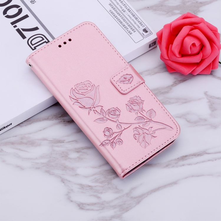 Pressed Printing Rose Pattern Horizontal Flip PU Leather Case with Holder & Card Slots & Wallet