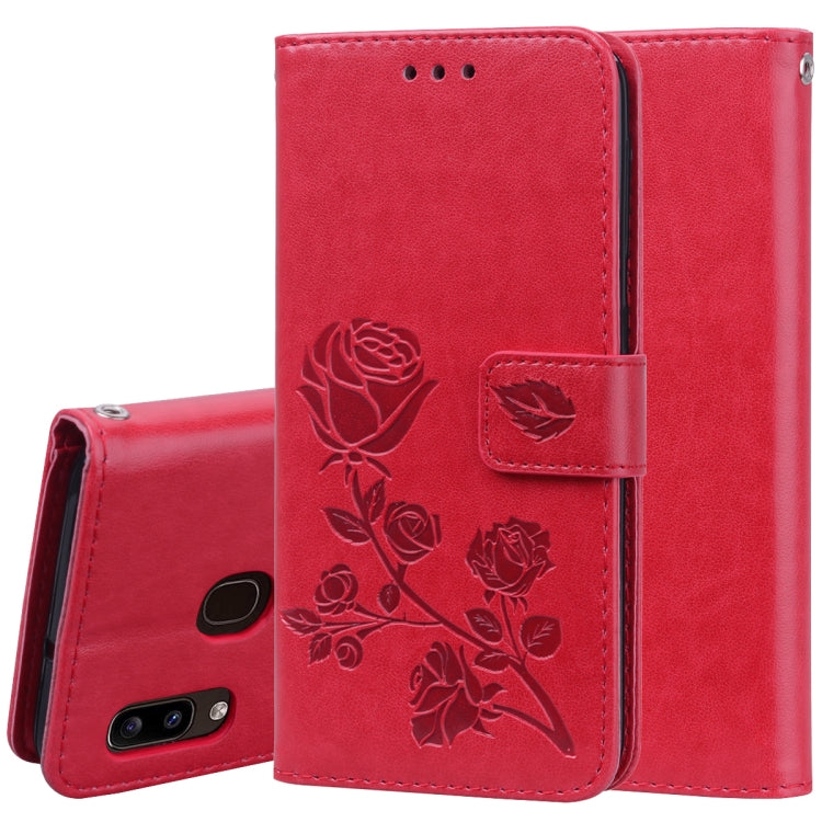 Pressed Printing Rose Pattern Horizontal Flip PU Leather Case with Holder & Card Slots & Wallet
