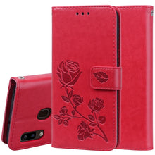 Load image into Gallery viewer, Pressed Printing Rose Pattern Horizontal Flip PU Leather Case with Holder &amp; Card Slots &amp; Wallet