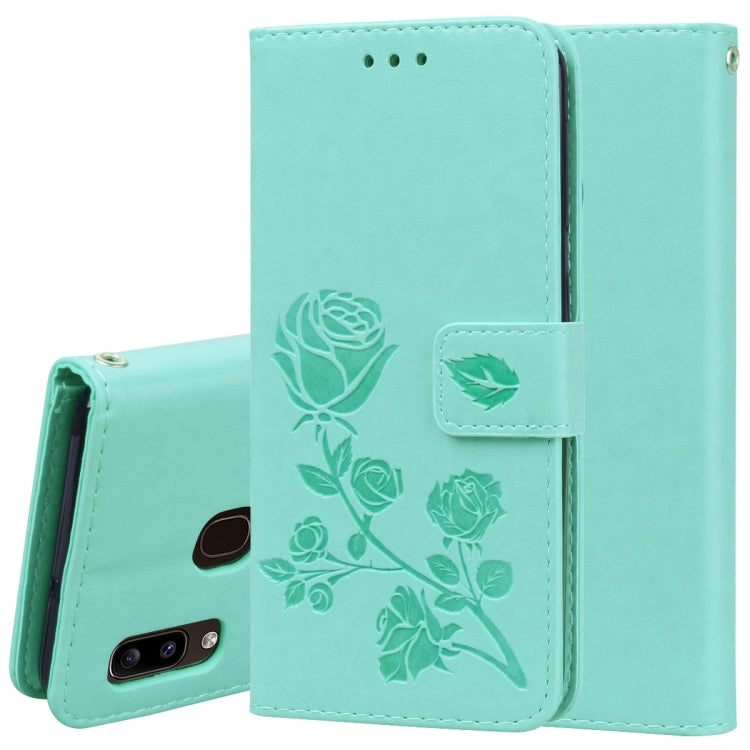Pressed Printing Rose Pattern Horizontal Flip PU Leather Case with Holder & Card Slots & Wallet