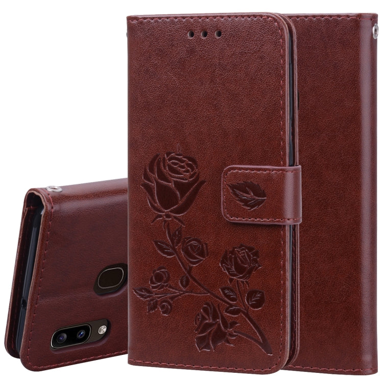 Pressed Printing Rose Pattern Horizontal Flip PU Leather Case with Holder & Card Slots & Wallet