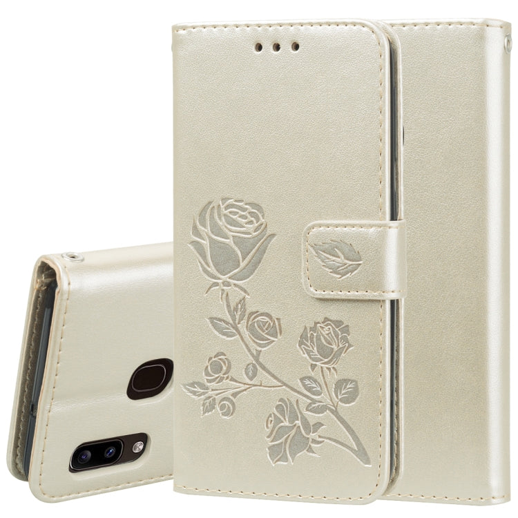 Pressed Printing Rose Pattern Horizontal Flip PU Leather Case with Holder & Card Slots & Wallet