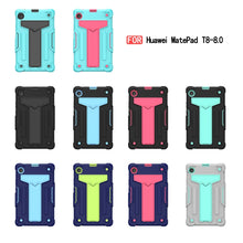 Load image into Gallery viewer, T-shaped Bracket Contrast Color Shockproof PC + Silicone Protective Case, For Huawei MatePad T8, For Huawei MediaPad T5